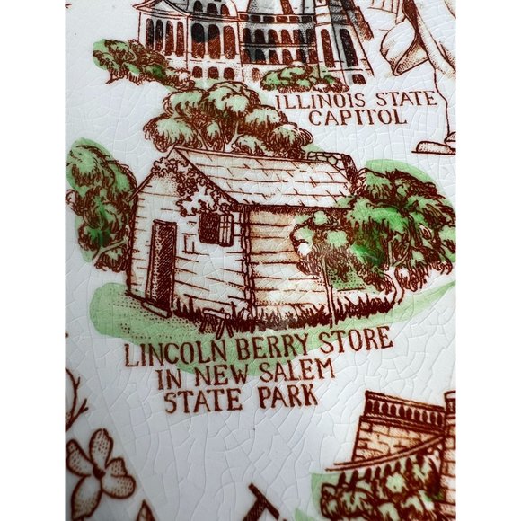 Nikko Ironstone Vintage Illinois State Plate Land of Lincoln 11- inch White - Picture 7 of 16